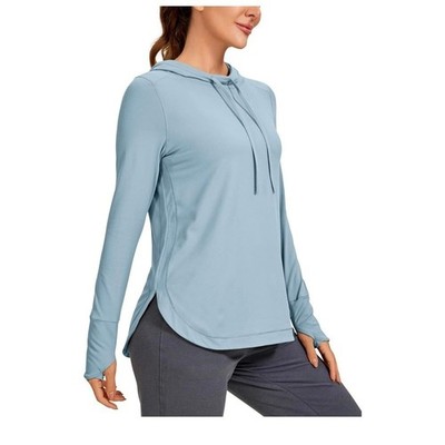 CRZ YOGA Workout Long Sleeve Shirt Hoodie Pullover Athletic Hooded w/thumbhole