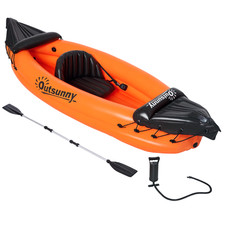 Outsunny Canoa Gonfiabile 1 Posto, Kayak con 1 Remo e Accessori, Arancione