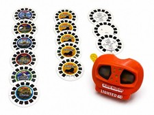 Tyco 1991 Lighted View-Master 3D Viewer Orange With 14 Reels, Works, Clean VTG