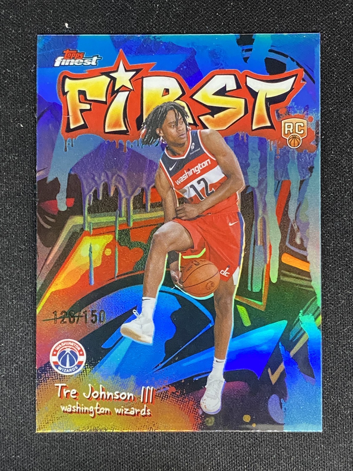 2025-26 Topps Finest Tre Johnson III RC Rookie First Sky Blue Refractor /150