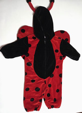 Ladybug Costume Baby 3-6m Red Black 1pc Zip up Fuzzy Padded Wings Halloween Hood