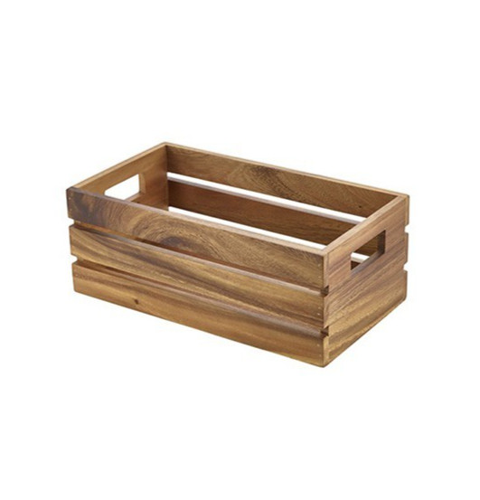 Genware Acacia Wooden Box GN1/3 Storage Display Box Buffet Riser 32.5x18x12.3cm