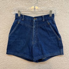 90s Vintage Denim Short 00 0 23 24 Dark Wash High Waisted Western 100 Cotton