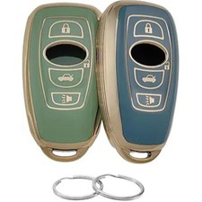 Key Fob Cover Compatible with Ascent BRZ Crosstrek Forester Impreza- Grey/Green