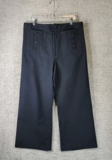 US Navy Button Flap Wool Sailor Pants Mens 36S 36x27.5 Black Cracker Jack Wide