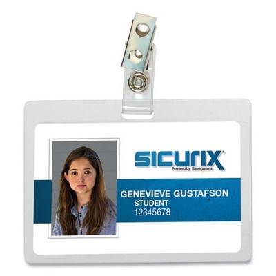 SICURIX Self Laminating Badge Holder, Horizontal, 3.5 x 2.25, Clear, 25/Pack