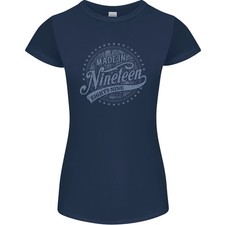 Camiseta de corte pequeño azul marino desgastada 36 cumpleaños hecha en 1989 para mujer