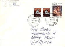 GOLDPATH: Lithuania cover 1990 to Estonia registered CV905_P32