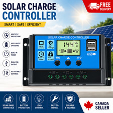30A Solar Panel Battery Charge Controller 12V/24V LCD Regulator Auto Dual USB US