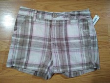 Old Navy Girls Shorts Size 16 Plaid Checker Casual Linen Adjustable Waist NEW