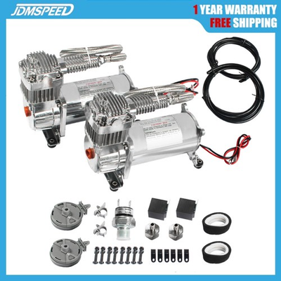 #ad Complete 440C Air Compressor Kit Dual Chrome 12V 200PSI For Car Truck NEW $205.96