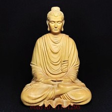 4.3 Inch Chinese Boxwood Hand carved Buddhism Sakyamuni Buddha Statue Collection
