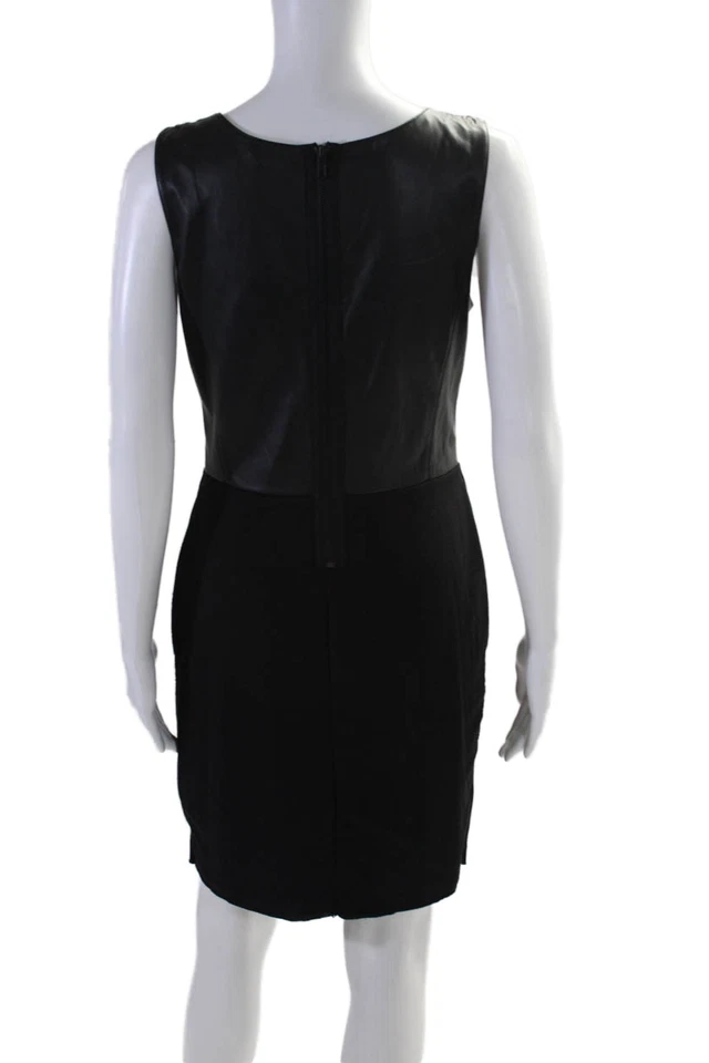Bailey 44 Womens Faux Leather Draped Sleeveless Midi Dress Black Size 8 - Image 3 of 4