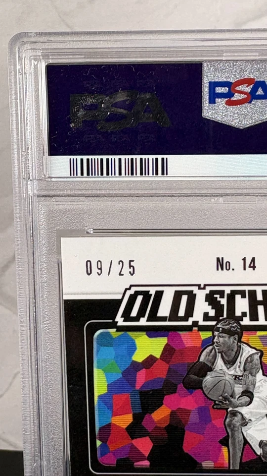 Allen Iverson 2019 马赛克 #14 老学校橙色荧光 /25 PSA 10 Gem MT — 第 3/4 张图片