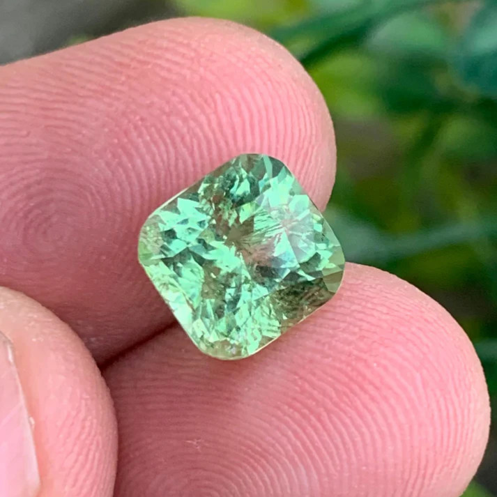 4.35 Carats Green Tourmaline Cushion Cut Natural Afghani Loose Gemstone