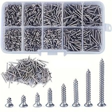 "400 x STAINLESS STEEL ASSORTED BOX OF PAN PHILLIPS HEAD SELF TAPPING SCREWS UK