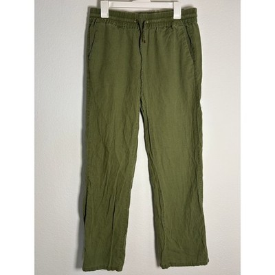 Love Tree Olive Green Linen Blend Jogger Pants Elastic Waist Drawstring Large