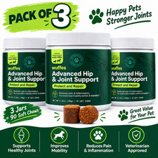 3X Wuffes Advanced Hip  Joint Support Chewables for Dogs Supplement 30 Ct