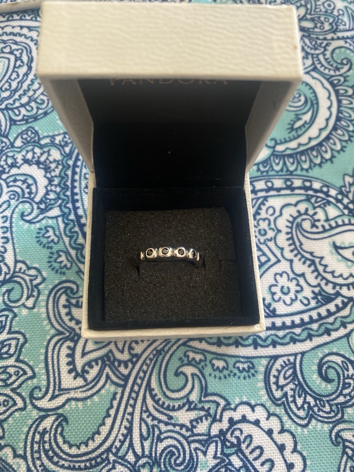 Pandora Black Bubble Stackable Ring Sterling Silv… - image 1