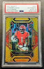 JA'MARR CHASE Rookie Auto 2021 Select Gold Meta Prizm SSP /10 RC