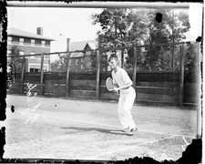 Tennis Player J J Cole Holding A Tennis Racket Standing In A Read - Old Photo