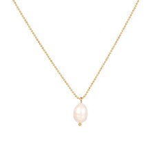 Dainty Pearl Necklaces for Women Simple Gold Single Freshwater Pearl Pendant Nec