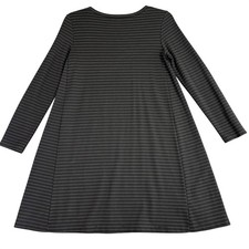 LOFT Petites Small Black White Stripe Long Sleeve Swing Mini Dress Preppy Casual
