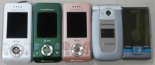 Lot of 5 Vintage Sony Ericsson Phones Untested As/Is for Repair 1110-02M