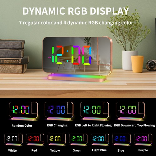 LED Digital Projection Alarm Clock with 180° Rotatable Projector,USB Dual Alarms - Picture 58 of 64