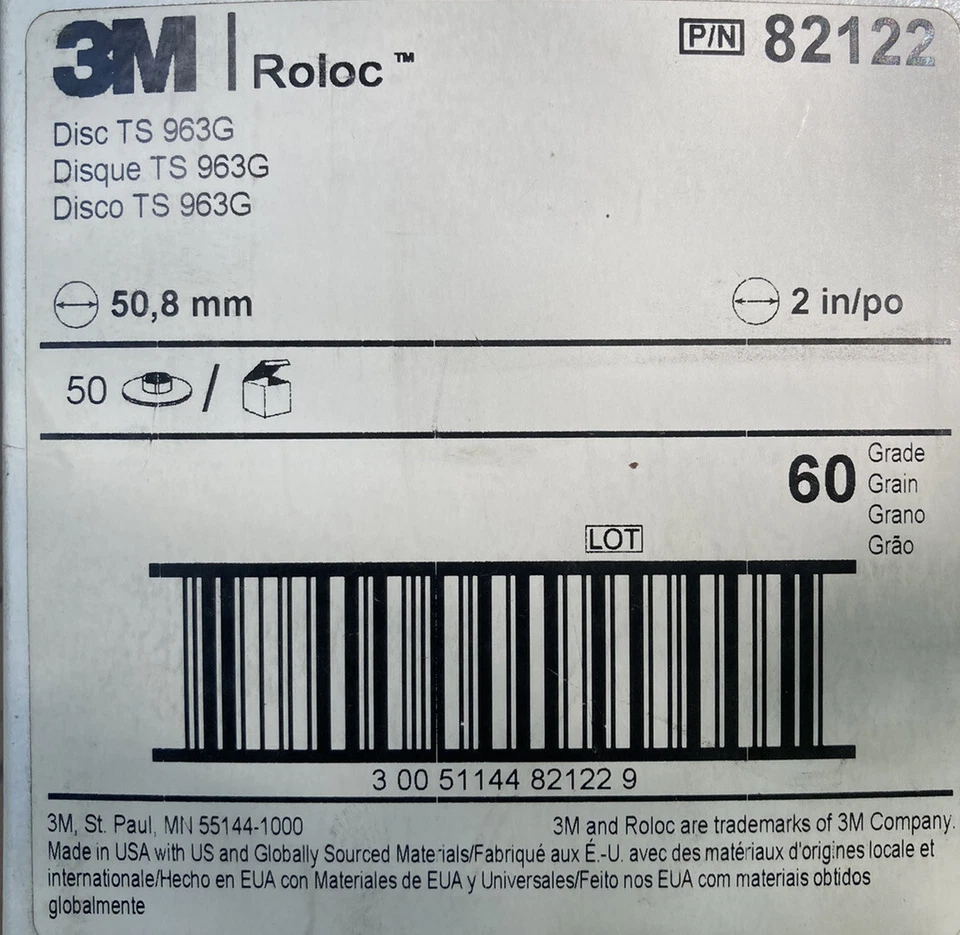Qty:50 3M 963G 2” 60 Grit Roloc Ceramic Abrasive Disc Type S Quick Change - Image 3 of 4