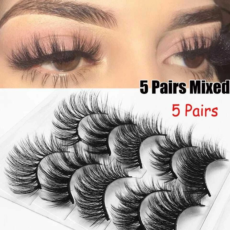 SHOPELEGANCE 3D Mink Eyelashes Luxury Quality Wispy Thick False Long Layere eye Lash