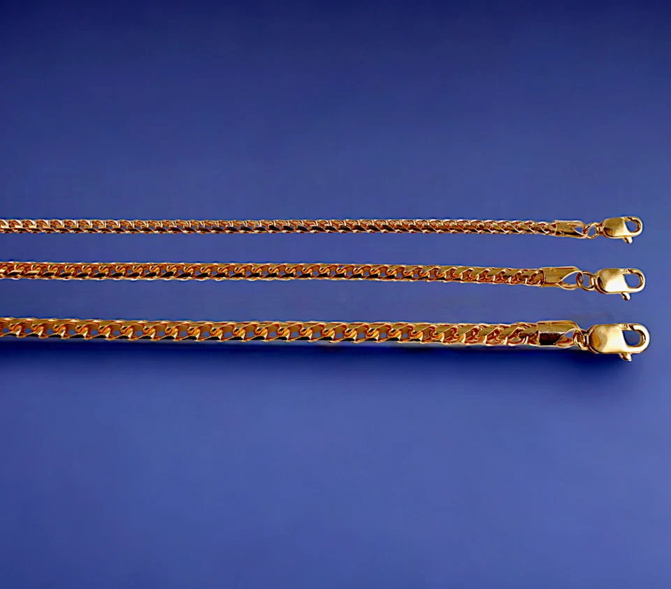 Collar Cadena Caja Redonda Franco SÓLIDO Oro Rosa 14K 1mm-4mm Oro Real 16"-30"