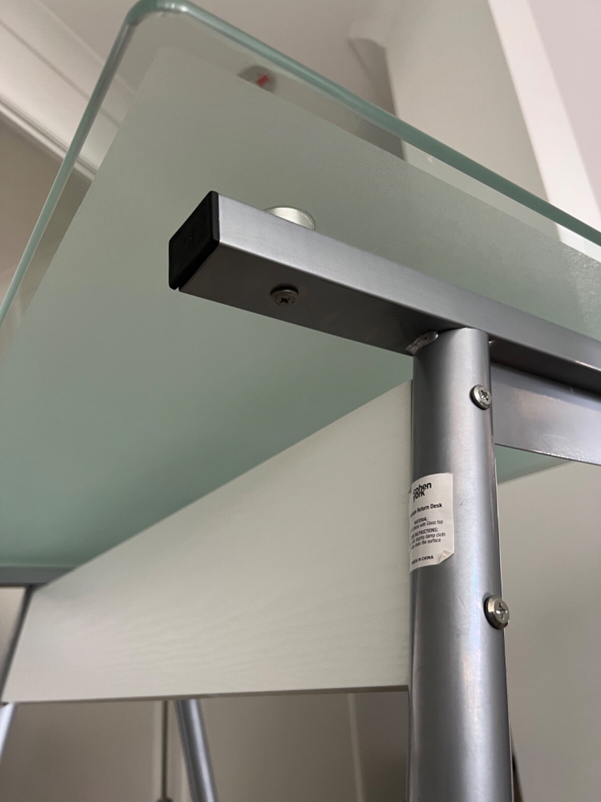 OFFICEWORKS Desk Tempered Glass Top Chrome Legs eBay