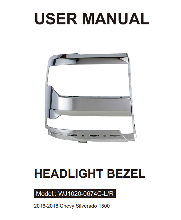 Headlight Bezels For Chevy Silverado 2014-2018 - Black ABS Lamp Guard Trim Covers