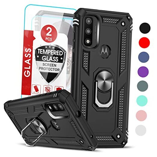 for Moto G-Play-2023-Case: Moto G Pure Case/G Power 2022 Case with 2 Pcs Black