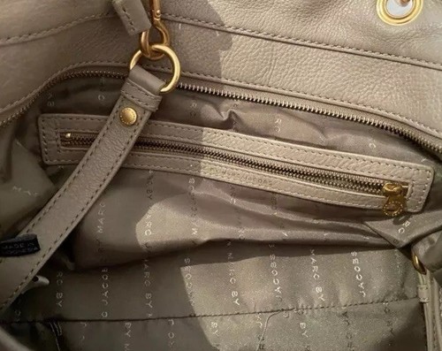Marc by Marc Jacobs Too Hot To Handle Large Leather Tote Bag Cement/Taupe - Picture 8 of 12