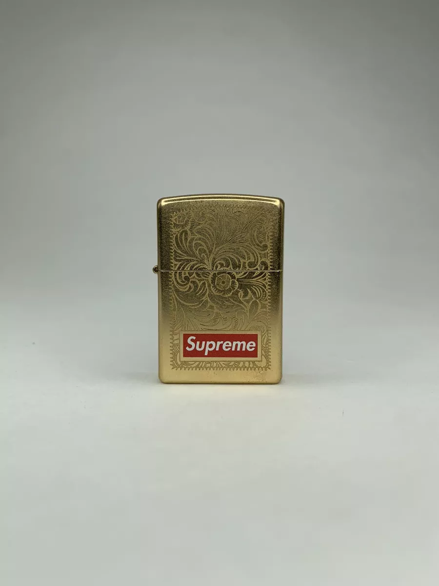 SUPREME GOLD “floral carved” GOLD ZIppo lighter FW14 “pre owned “