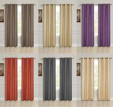 2 PANEL SOLID LINED FAUX SILK BLACKOUT GROMMET WINDOW CURTAIN DRAPE 2 SIZES K32