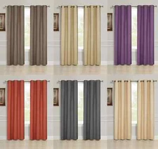 2 PANEL SOLID LINED FAUX SILK BLACKOUT GROMMET WINDOW CURTAIN DRAPE 2 SIZES K32