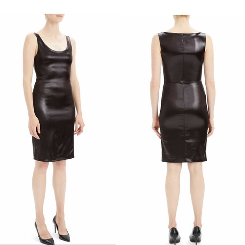 theory Faux leather sheath dress 