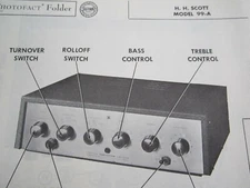 H.H. SCOTT 99-A EQUALIZER PRE-AMPLIFIER PRE-AMP PHOTOFACT 