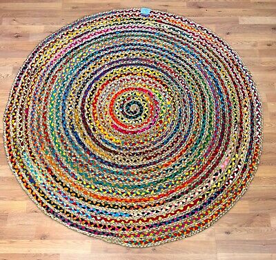 Natural Jute Recycled Cotton Rainbow, Are Wool Braided Rugs Washable