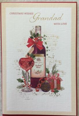 Weihnachtswünsche Opa mit Liebe schöner Vers Grußkarte Neu Geschenk Wein