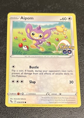 aipom pokemon go card Ambipom 057/078 - - Evolution Lot Colorless Colorless Yank Out Discard random cards from your opponents hand until they have 5 cards in their hand Aipom Pokemon GO 056/78 Pokemon
