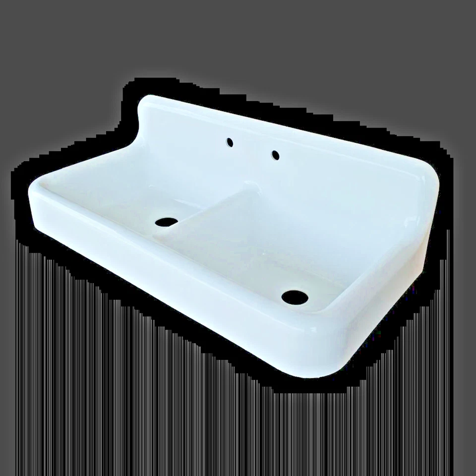 Fregadero de granja de cocina con patas antiguo/vintage de hierro fundido de porcelana blanca Foto 4 de 4