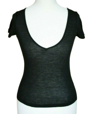 100% Original Thierry Mugler kurzarm Shirt schwarz Damen XS 34 Vintage Blogger
