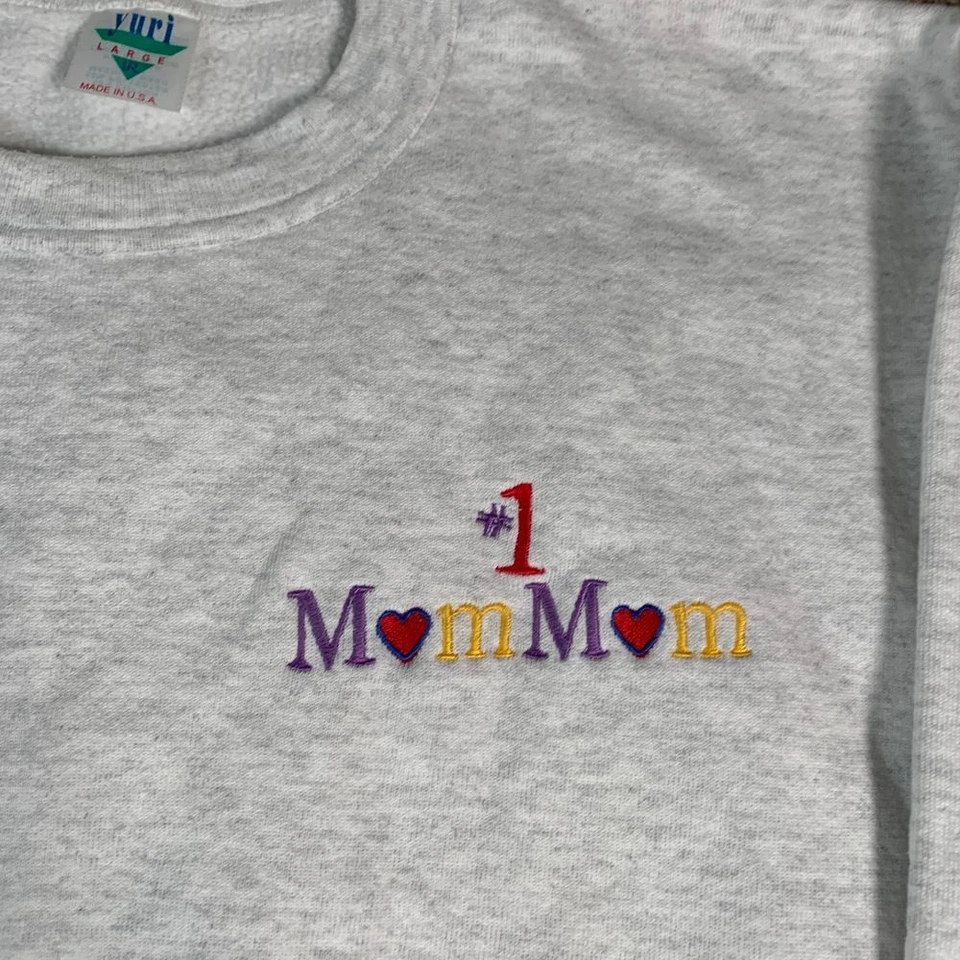 Sudadera Bordada Vintage Años 90 #1 Mamá Mamá L Día de la Madre Grandmacore EE. UU. Foto 3 de 4