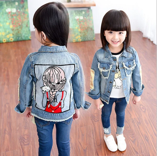 Sequin Toddler Kid Girl Jean Jacket Outdoor Travel School Denim Jacket Coat - Picture 3 of 20