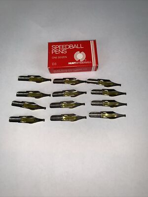 Vintage HUNT SPEEDBALL PENS D-3 Oval Easy To Use Calligraphy Pen Nibs (12)