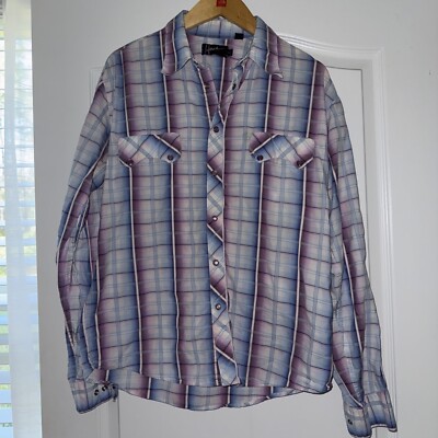 HOWE Plaid Pearl Snap Western Men s Shirt Size L